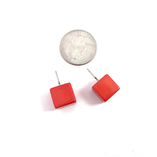 Load image into Gallery viewer, Tomato Red Jumbo Cube Stud Earrings