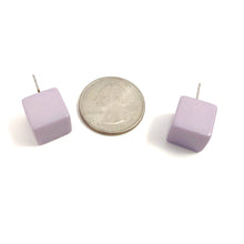 Load image into Gallery viewer, Lilac Grey Jumbo Cube Stud Earrings