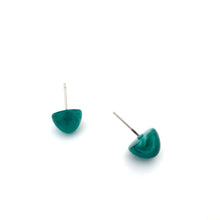 Load image into Gallery viewer, Emerald Green Marbled Gumdrop Stud Earrings