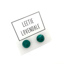 Load image into Gallery viewer, Emerald Green Marbled Gumdrop Stud Earrings