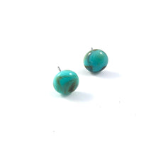 Load image into Gallery viewer, Turquoise Marbled Small Retro Button Stud Earrings