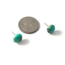 Load image into Gallery viewer, Turquoise Marbled Small Retro Button Stud Earrings