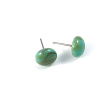 Load image into Gallery viewer, Turquoise Marbled Small Retro Button Stud Earrings