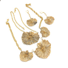 Load image into Gallery viewer, Cream &amp; Gold Cosmos Chain Drop Earrings