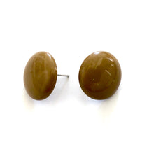 Load image into Gallery viewer, Khaki Green Lucite Disc Stud Earrings