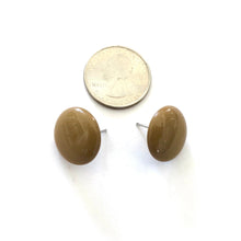 Load image into Gallery viewer, Khaki Green Lucite Disc Stud Earrings