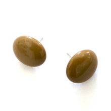 Load image into Gallery viewer, Khaki Green Lucite Disc Stud Earrings