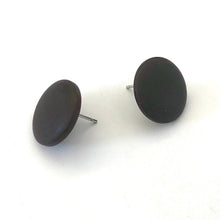 Load image into Gallery viewer, Dark Brown Matte Lucite Disc Stud Earrings