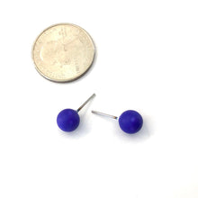 Load image into Gallery viewer, Cobalt Matte Lucite Ball Stud Earrings