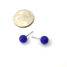 Load image into Gallery viewer, Cobalt Matte Lucite Ball Stud Earrings