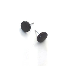 Load image into Gallery viewer, Brown Black Small Disc Stud Earrings