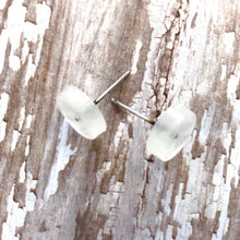 Load image into Gallery viewer, Clear Milky Pearlescent Disc Stud Earrings