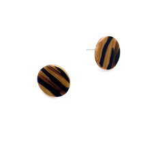 Load image into Gallery viewer, Tiger Striped Disc Stud Earrings