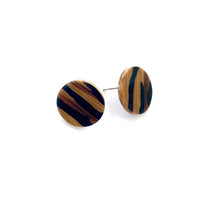 Load image into Gallery viewer, Tiger Striped Disc Stud Earrings