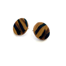 Load image into Gallery viewer, Tiger Striped Disc Stud Earrings