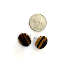 Load image into Gallery viewer, Tiger Striped Disc Stud Earrings