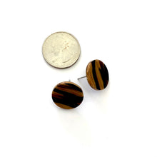 Load image into Gallery viewer, Tiger Striped Disc Stud Earrings