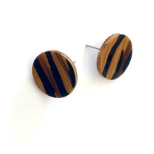 Load image into Gallery viewer, Tiger Striped Disc Stud Earrings