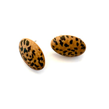 Load image into Gallery viewer, Leopard Print Oval Button Stud Earrings