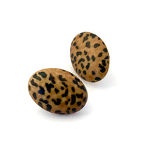 Load image into Gallery viewer, Leopard Print Oval Button Stud Earrings