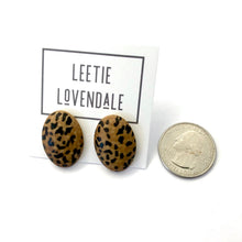 Load image into Gallery viewer, Leopard Print Oval Button Stud Earrings