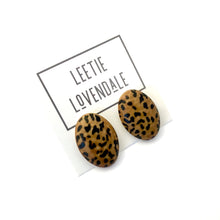 Load image into Gallery viewer, Leopard Print Oval Button Stud Earrings