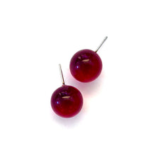 Load image into Gallery viewer, Red Transparent Ball Stud Earrings