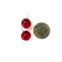 Load image into Gallery viewer, Red Transparent Ball Stud Earrings
