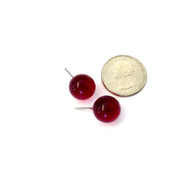 Load image into Gallery viewer, Red Transparent Ball Stud Earrings