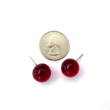 Load image into Gallery viewer, Red Transparent Ball Stud Earrings