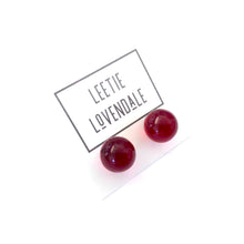 Load image into Gallery viewer, Red Transparent Ball Stud Earrings