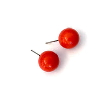 Load image into Gallery viewer, Dark Orange Ball Stud Earrings