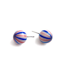 Load image into Gallery viewer, Red White &amp; Blue Striped Ball Stud Earrings