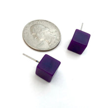 Load image into Gallery viewer, Purple Midi Cube Stud Earrings