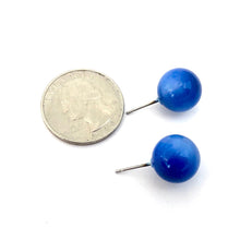 Load image into Gallery viewer, Sapphire Blue Moonglow Ball Stud Earrings