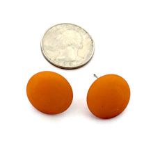 Load image into Gallery viewer, Sun Orange Disc Stud Earrings