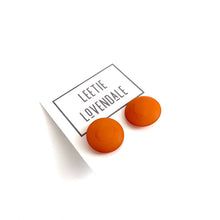 Load image into Gallery viewer, Sun Orange Disc Stud Earrings