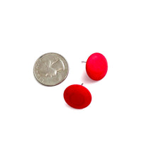 Load image into Gallery viewer, Bright Pink Disc Stud Earrings
