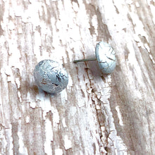 Load image into Gallery viewer, Silver Paint Spattered Metallic Retro Button Stud Earrings