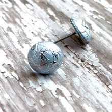 Load image into Gallery viewer, Silver Paint Spattered Metallic Retro Button Stud Earrings