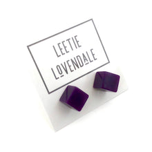 Load image into Gallery viewer, Purple Midi Cube Stud Earrings