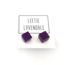 Load image into Gallery viewer, Purple Midi Cube Stud Earrings