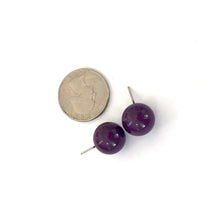 Load image into Gallery viewer, Deep Purple Ball Stud Earrings