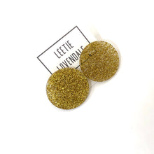 Load image into Gallery viewer, Gold Glitter Disc Stud Earrings