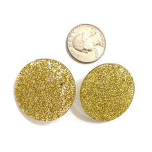 Load image into Gallery viewer, Gold Glitter Disc Stud Earrings