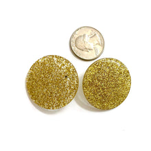 Load image into Gallery viewer, Gold Glitter Disc Stud Earrings