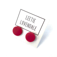 Load image into Gallery viewer, Fuchsia Pink Marbled Disc Stud Earrings