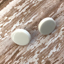 Load image into Gallery viewer, White Button Disc Stud Earrings