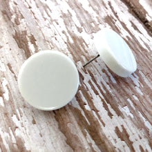Load image into Gallery viewer, White Button Disc Stud Earrings