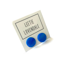 Load image into Gallery viewer, Aqua Blue Marbled Glow Disc Stud Earrings